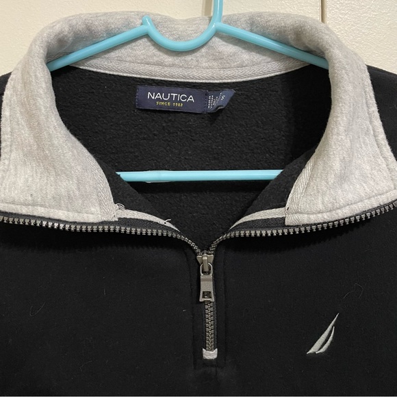 🤝 Nautica Black Half-zip Pullover Fleece Sweater 🤝 - Picture 2 of 3